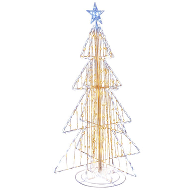 Goplus 5 FT LED Lighted Cone Tree, Indoor & Outdoor Xmas Decoration with Star Topper & Round Base
