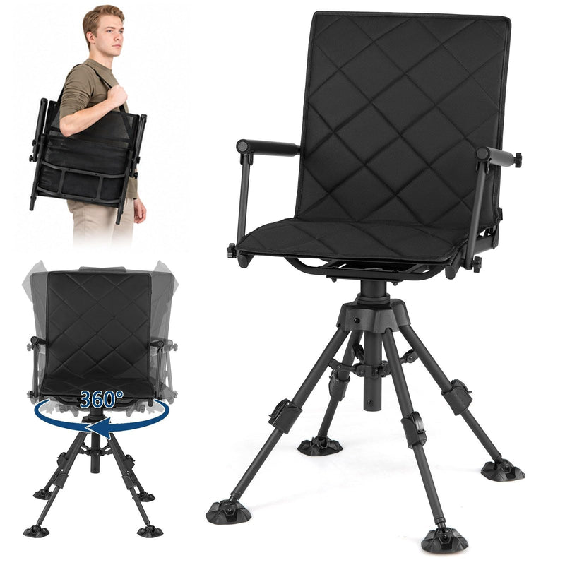 Load image into Gallery viewer, Goplus 360° Swivel Hunting Chair with Adjustable Height and Removable Cushion
