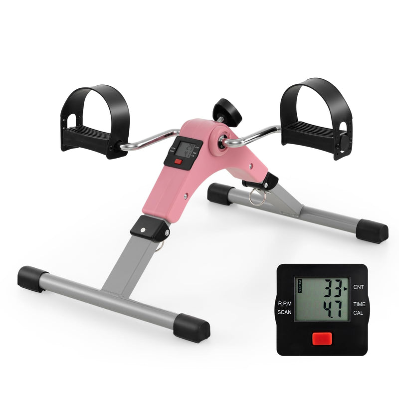 Load image into Gallery viewer, Goplus Folding Pedal Exerciser, Under Desk Mini Exercise Bike for Arm &amp; Leg Workout
