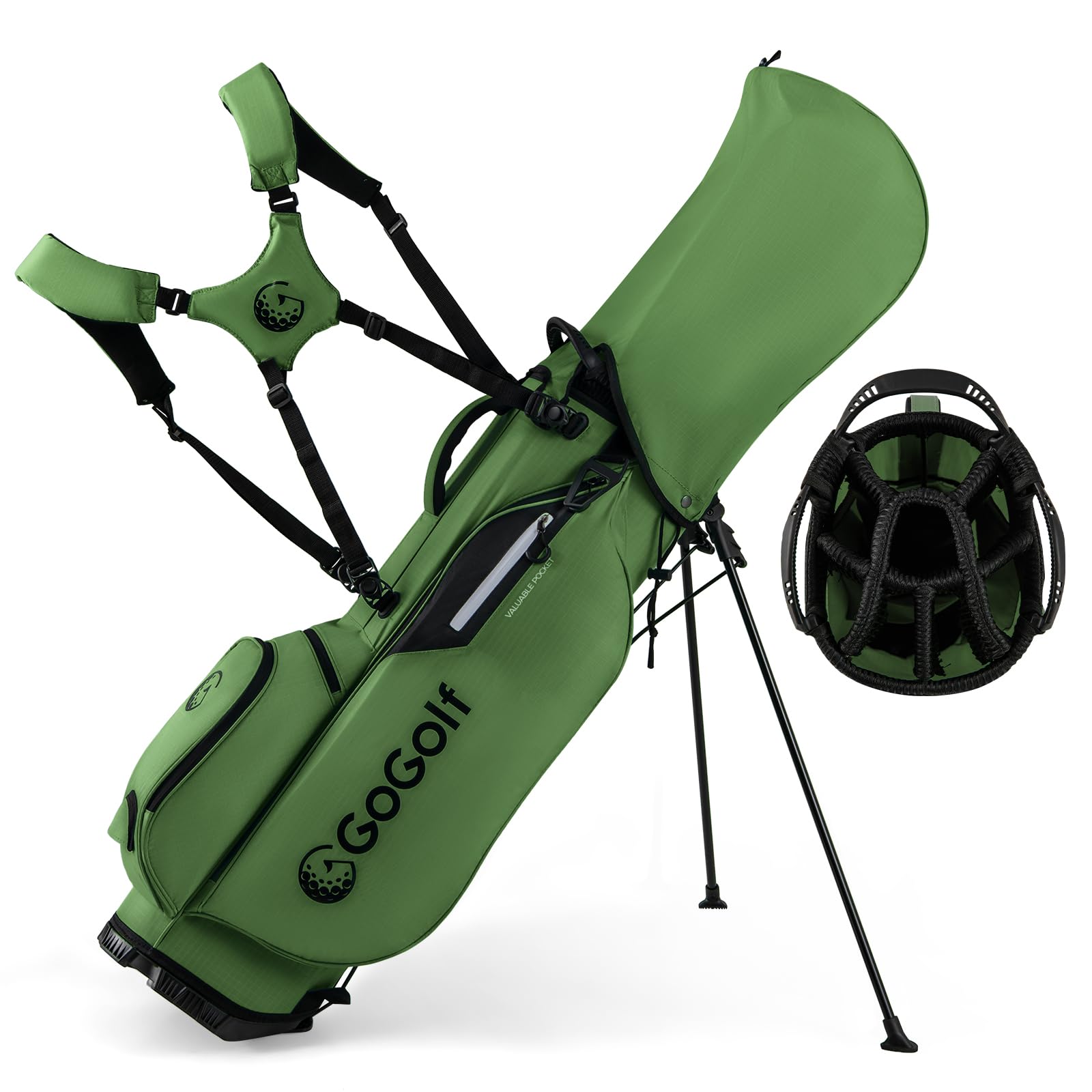 Goplus Golf Stand Bag with 8-Way Top Dividers Rain Hood 5 Pockets