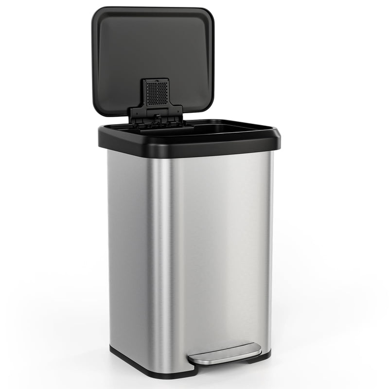 Load image into Gallery viewer, Goplus 13 Gallon/50 L Stainless Steel Trash Can w/Soft-Close Lid, Foot Pedal &amp; Deodorizer Compartment
