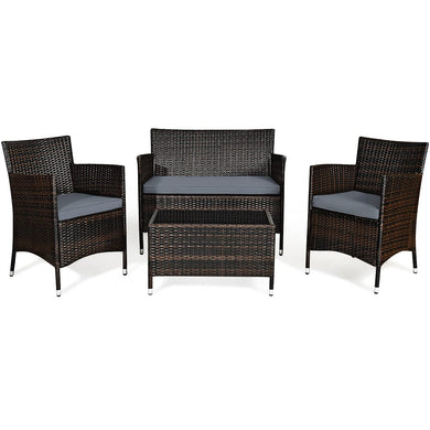 Goplus 4-Piece Rattan Patio Set