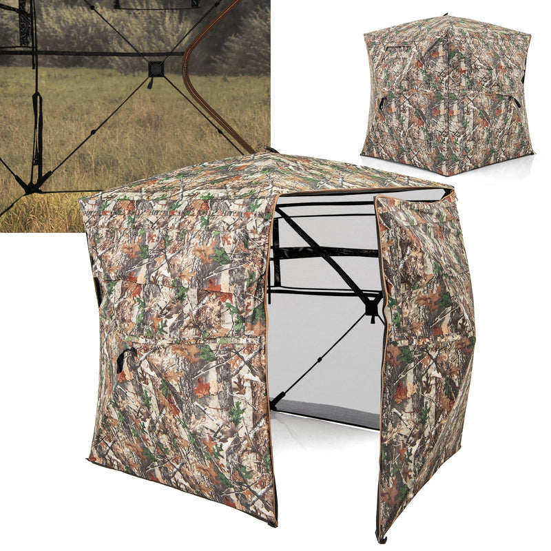 Load image into Gallery viewer, Goplus 360 Degree See-Through Hunting Blind w/Full-Open Door, Carrying Bag, 2-3 Person Ground Blind for Deer Turkey Hunting
