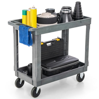 Goplus Service Utility Cart, 2-Tier Heavy-Duty PP Rolling Cart with 550 LBS Capacity, 2 Universal Wheels