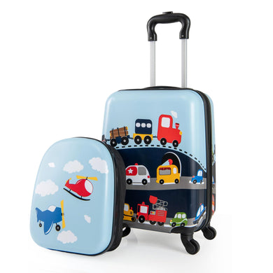 2 PCS Kid Luggage Set With Spinner Wheels for Children Boys Girls-Dark Blue
