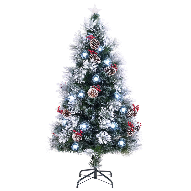 Load image into Gallery viewer, Goplus Pre-lit Fiber Optic Christmas Tree, Artificial Snowy Xmas Tree with 49 Cool White LED Lights
