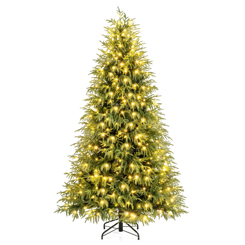 Load image into Gallery viewer, Goplus 7 FT Pre-Lit Artificial Christmas Tree, Hinged Faux Xmas Tree with 1217 Soft TPE &amp; PVC Mixed Branch Tips
