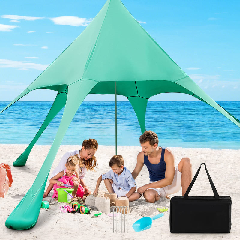 Load image into Gallery viewer, Goplus Beach Canopy, 20 x 20 FT Beach Shade with UPF50+ Sun Protection, Carrying Bag, Sand Shovel, Aluminum Pole, 6 Ground Stake
