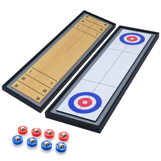 Goplus Shuffleboard and Curling 2 in 1 Board Game Combo Game Set for Adults