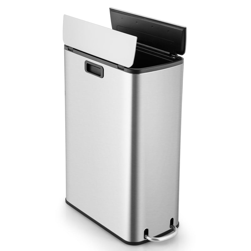 Load image into Gallery viewer, Goplus 12 Gallon Stainless Steel Trash Can, Kitchen Waste Bin with Soft-Closing Wing Lids &amp; Removable Inner Bucket
