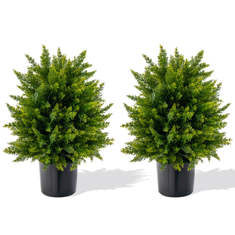 Load image into Gallery viewer, Goplus 21.5&quot; Artificial Tree, Set of 2 Faux Potted Plants Artificial Shrubs Bushes
