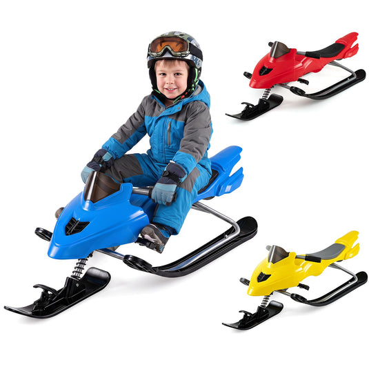 Goplus Snow Racer Sled with Brakes Steering Handle and Tow Ropes