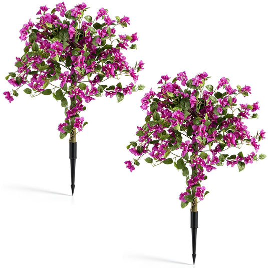 Goplus 2 Pack Artificial Bougainvillea Trees | 43.5" Sun-Protective Fake Silk Floral Plants
