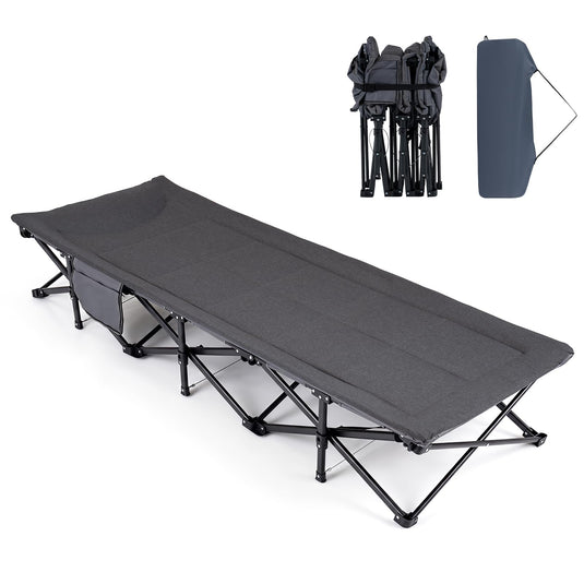 Goplus Camping Cot with Padded Pillow | Folding Cot Bed for Adults w/ Storage Pouch