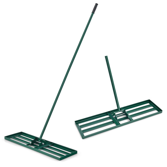 Goplus Lawn Leveling Rake, Heavy Duty Level Lawn Tool w/ Ergonomic Handle for Soil