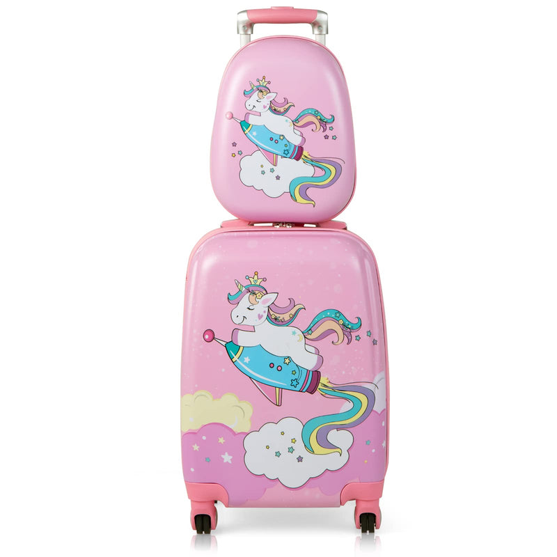 Load image into Gallery viewer, Goplus 12&quot; &amp; 18&quot; Kids Carry On Luggage Set Pink Kids Luggage Set
