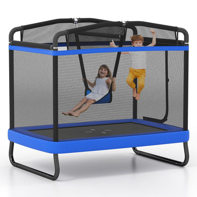 Goplus 6 x 4 FT Rectangle Kids Trampoline with Swing for Children Boys Girls