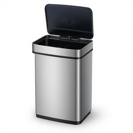 Goplus 16 Gal Automatic Stainless Steel Motion Sensor Trash Can with 2 Compartments