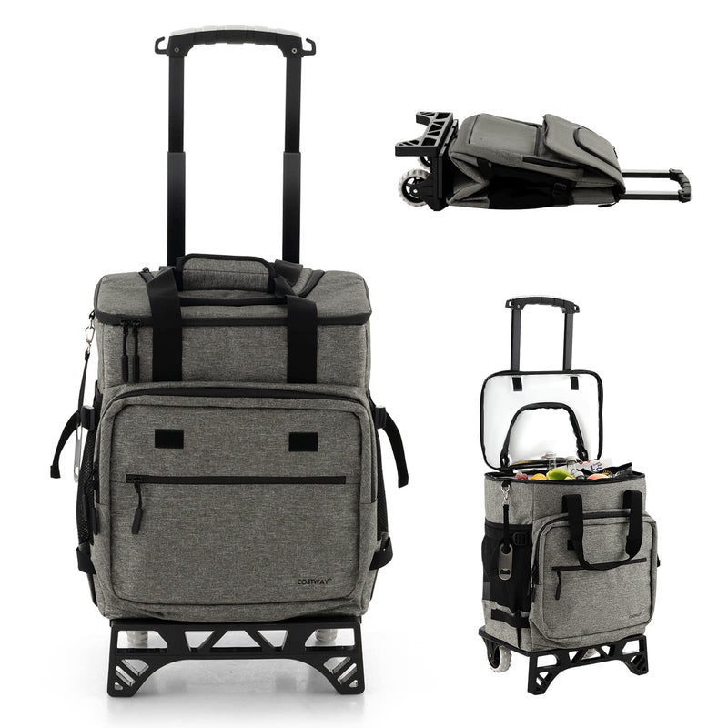 Load image into Gallery viewer, Goplus 50-Can Collapsible Rolling Cooler, 3-in-1 Portable Insulated Soft Cooler Bag w/Movable Wheels
