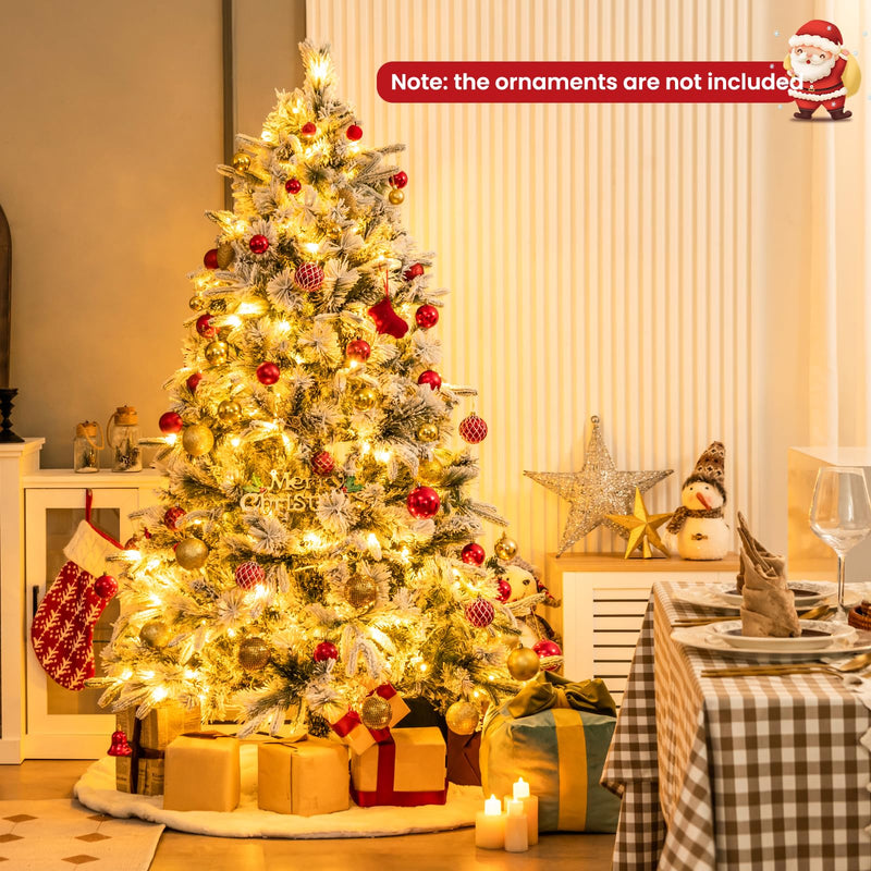 Load image into Gallery viewer, Goplus 6ft Pre-Lit Snow Flocked Artificial Christmas Tree, Pine Needles, for Holiday Party Office Home Decor
