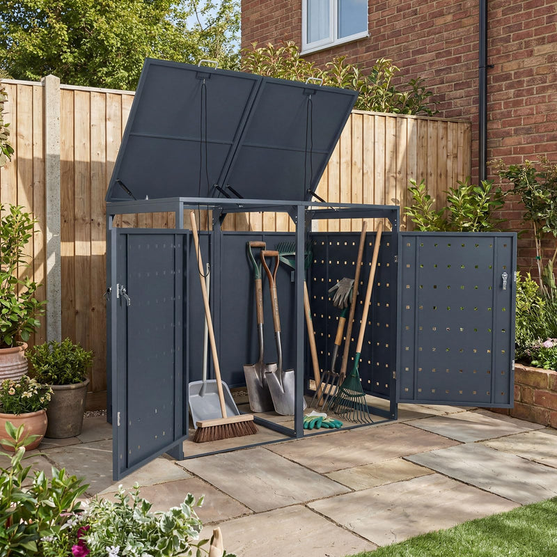 Load image into Gallery viewer, Goplus 44 Cu.Ft Outdoor Trash Can Storage with 2 Lockable Doors Gas Struts &amp; Shock Absorbers
