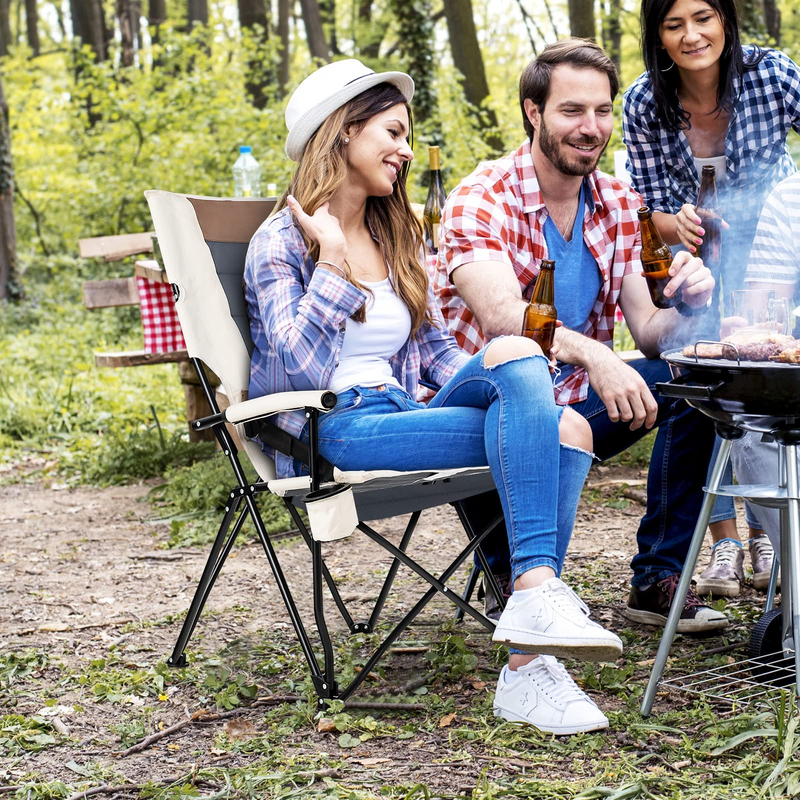 Load image into Gallery viewer, Goplus Camping Chairs, Portable Lumbar Back Beach Chair, Folding Chair for Outside, Fishing, Hiking, Picnic
