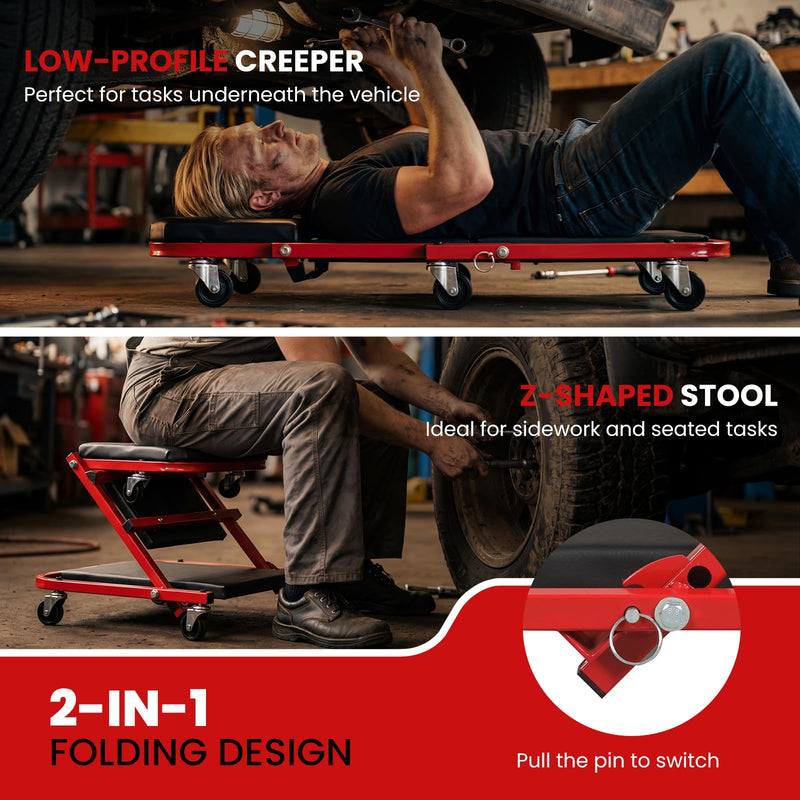 Load image into Gallery viewer, Goplus 36" Folding Flat Automotive Creeper with Padded Seat &amp; 6 Swivel Casters
