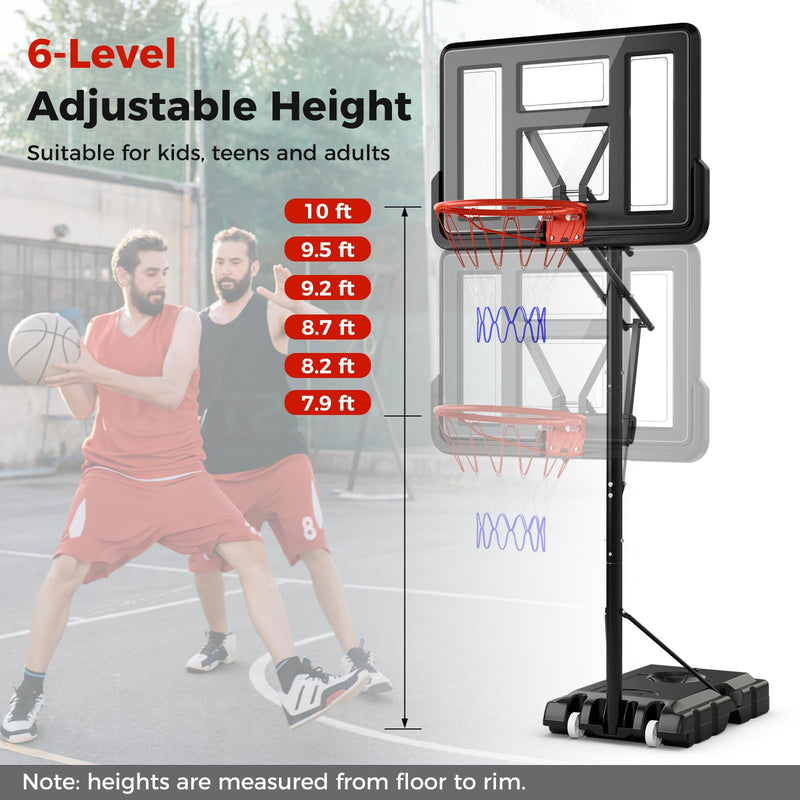 Load image into Gallery viewer, Goplus Portable Basketball Hoop Outdoor, 7.9-10 FT Basketball Goal System w/ 44 Inch Shatterproof Backboard
