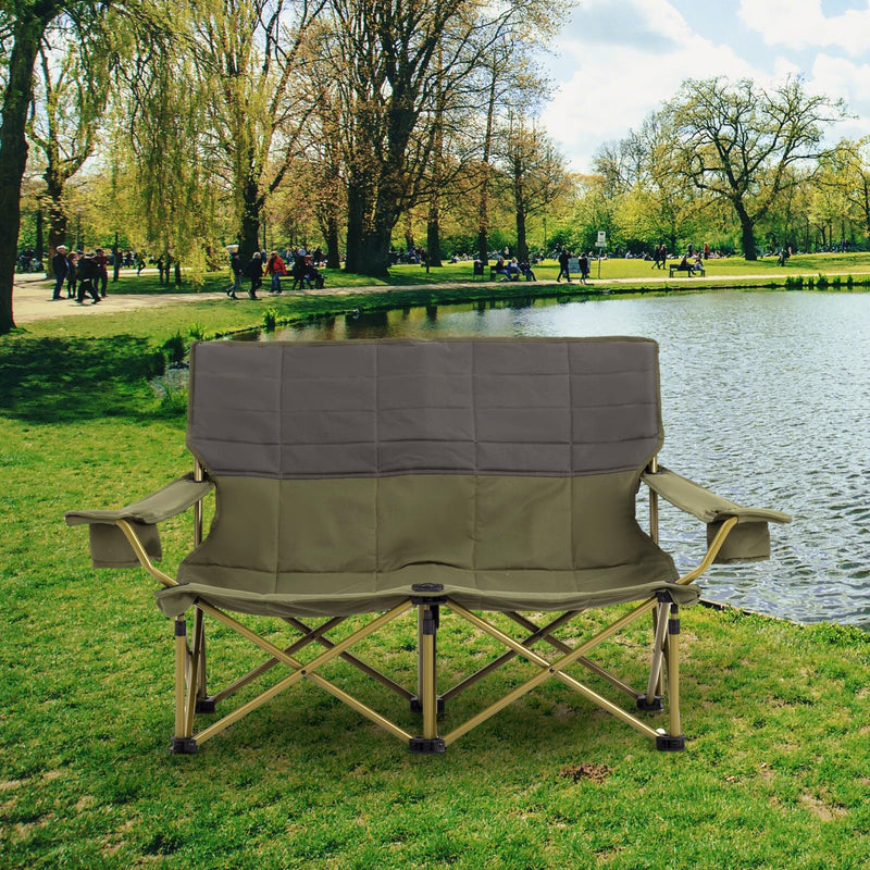 Load image into Gallery viewer, Goplus Double Camping Chair for Adults, Outdoor Folding Loveseat Camping Couch Chair(2-Person Seat)
