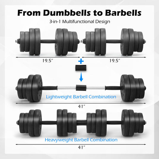 66 Lbs Fitness Dumbbell Weight Set with Adjustable Weight Plates and Handle