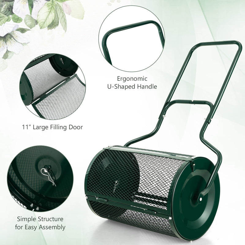 Load image into Gallery viewer, Goplus 24 inch Compost Spreader for Lawn, Lightweight Metal Mesh Lawn Roller Double Side Latches for Topdressing &amp; Seedling
