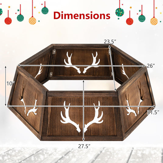 Goplus 31.5" Wood Christmas Tree Collar |  Fits up to 6 ft-9 ft Christmas Tree