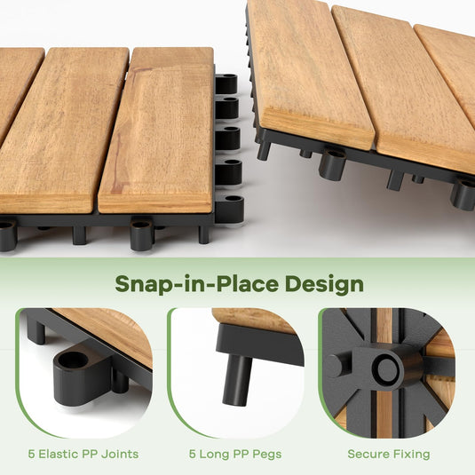 12" x 12" Snap-Lock Outdoor Interlocking Flooring Tiles 30 Pcs