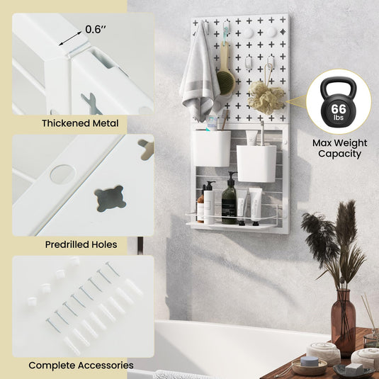 Goplus Peg Board, Metal Pegboard Kit with 2 Pegboard Panels