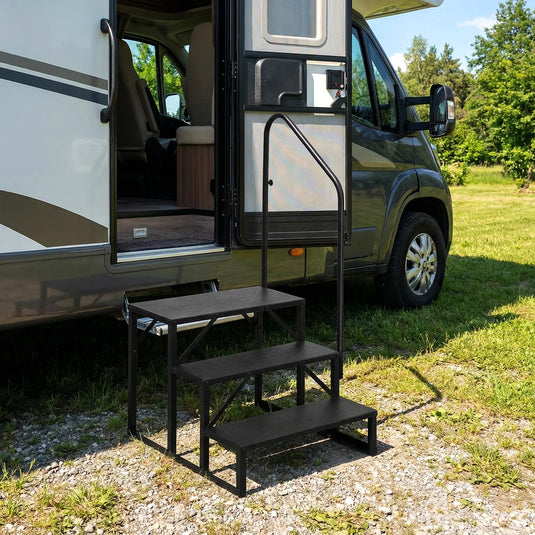Goplus RV Step with Handrail Heavy Duty Hot Tub Stair
