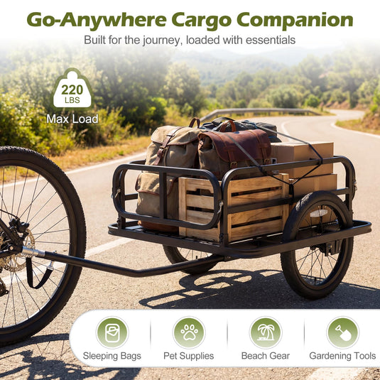 Goplus Heavy-Duty Bike Cargo Trailer with Universal Hitch & 16” Large Tires