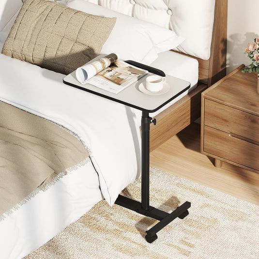 Goplus Overbed Table Adjustable Medical Bedside Table Hospital Food Tray