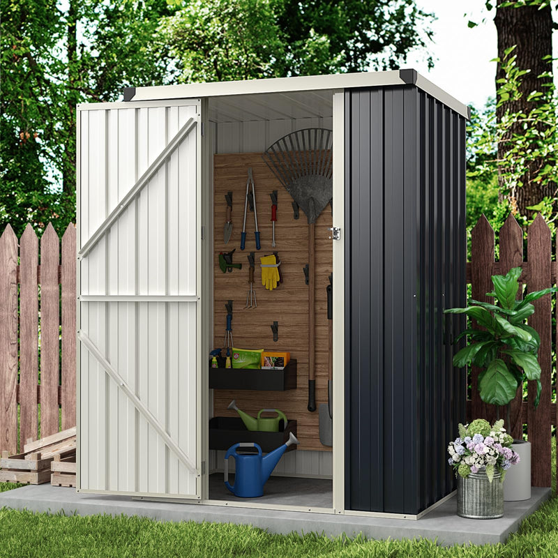 Load image into Gallery viewer, Goplus 4 x 3 FT Metal Outdoor Storage Shed, Snap-on Structures for Efficient Assembly, All-Weather Color Steel Utility Storage House
