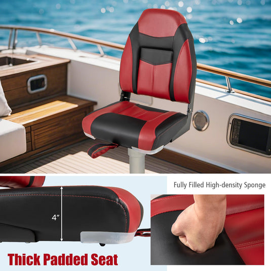 Goplus 2 Pieces High Back Folding Boat Seat Set with Sponge Cushion