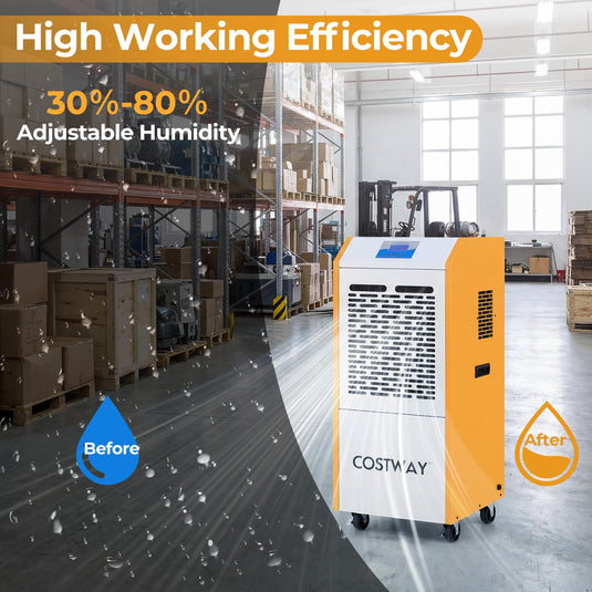 290 Pints Commercial Dehumidifier with Pump, Industrial Dehumidifier with Drain Hose, 24H Timer & Wheels for Basement