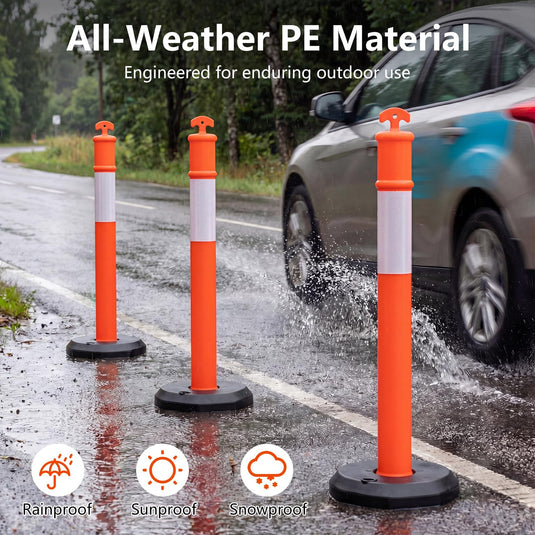Goplus 3/6/9 Pack Traffic Delineator Posts with Fillable Base