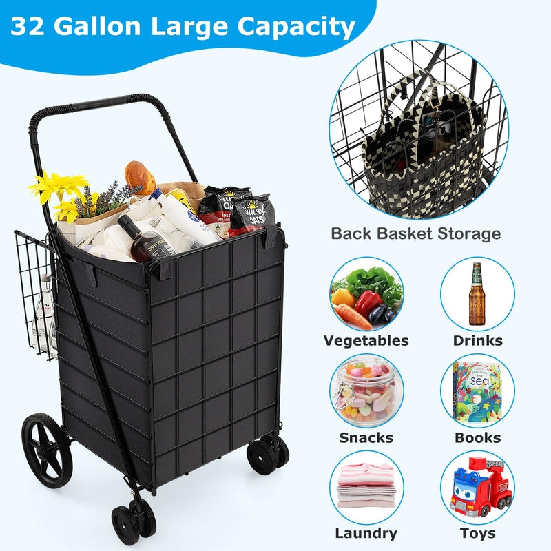 Load image into Gallery viewer, Folding Shopping Cart for Groceries - Goplus
