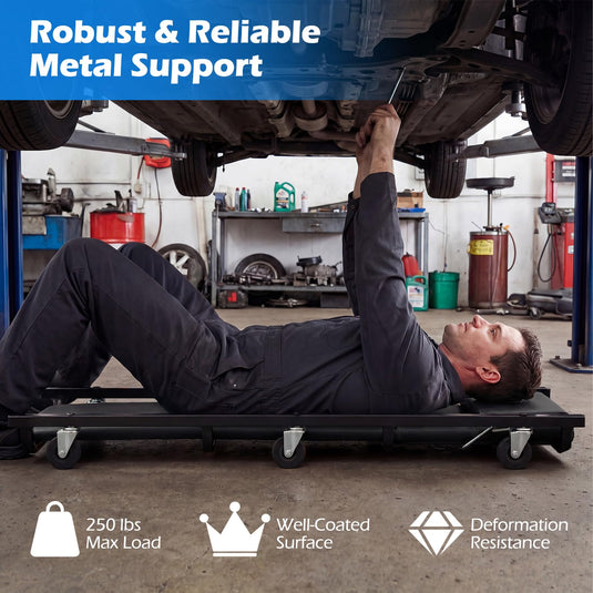 Goplus 40 Inch Padded Rolling Creeper with Adjustable Backrest & Headrest