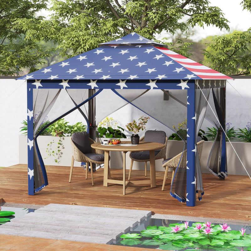 Load image into Gallery viewer, Goplus 11 ft × 11 ft Pop up Gazebo w/Mesh Netting Sidewalls Vented Top Drainage Holes
