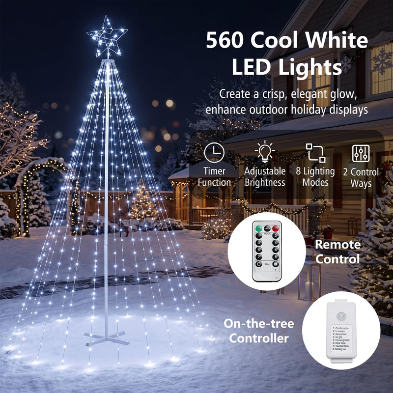 Load image into Gallery viewer, Goplus 10 FT Outdoor Christmas Lights | Tall Waterproof Xmas String Lights w/ Star Toppe Remote and Timer
