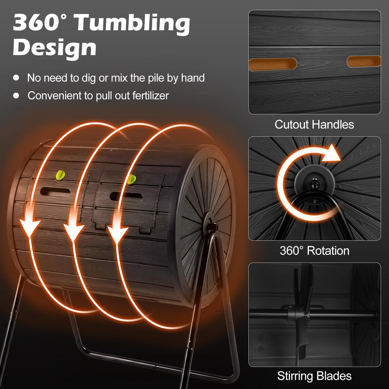 Load image into Gallery viewer, Goplus 37.5 Gallon Large Outdoor Compost Bin w/Dual Chambers &amp; 2 Lockable Doors
