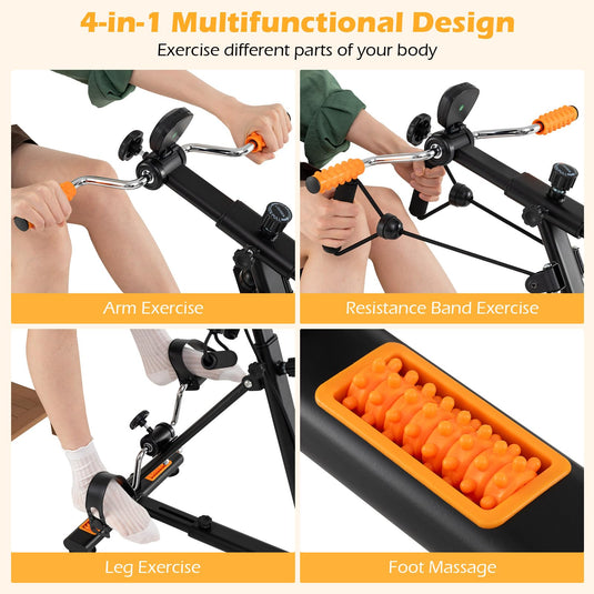 arm pedal machine Pedal Exerciser with Adjustable Resistance for Arm and Leg Workout-Orange