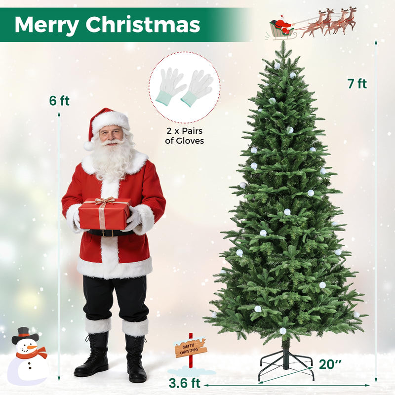 Load image into Gallery viewer, Goplus 7ft/8ft Pre-Lit Artificial Christmas Tree with Quick Power Connector Hinged Xmas Tree Home Holiday Decoration
