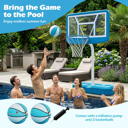 Goplus Shatterproof Outdoor Swimming Poolside Basketball Goal System with 200 LBS Weighted Base