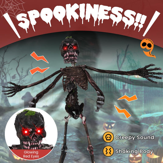 Goplus 6 FT Animated Halloween Decoration Hanging Zombie Sound-Activated Skeleton Decoration